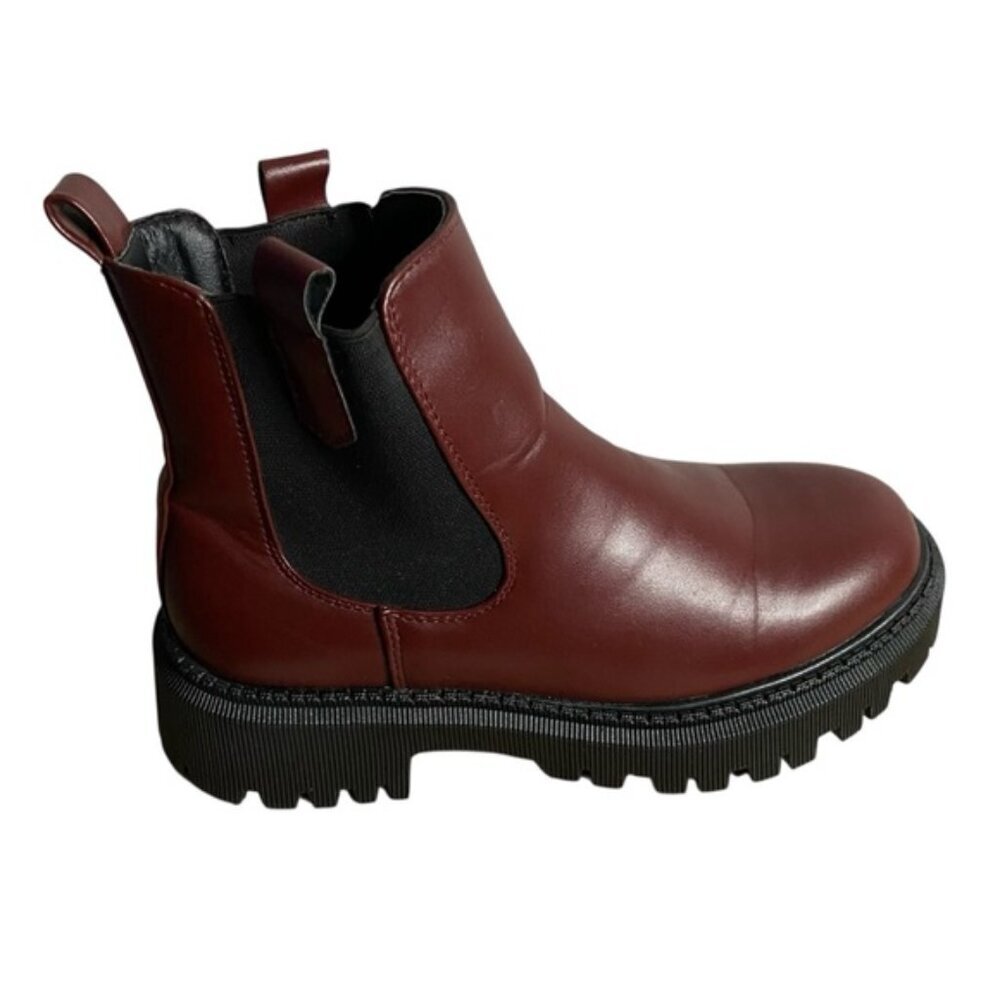 ASOS RAID Women's Burgundy Visionary Chunky Ankle Chelsea Boots